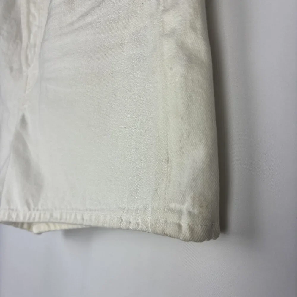 30 Agolde High Rise Short Parker Long Organic Cotton White Button Closure Denim - Picture 10 of 16